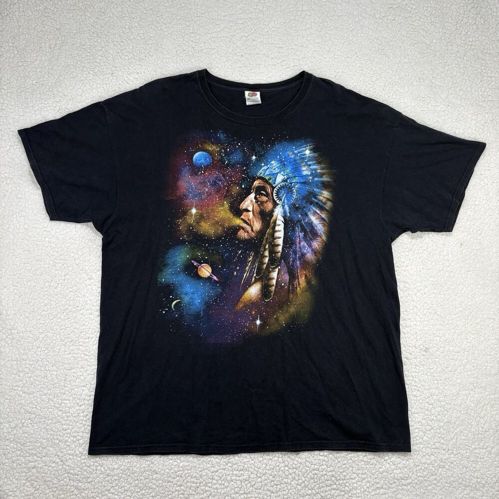 Vintage Indian Chief Native American Smoking Universe Stars Cosmic Shirt 2XL